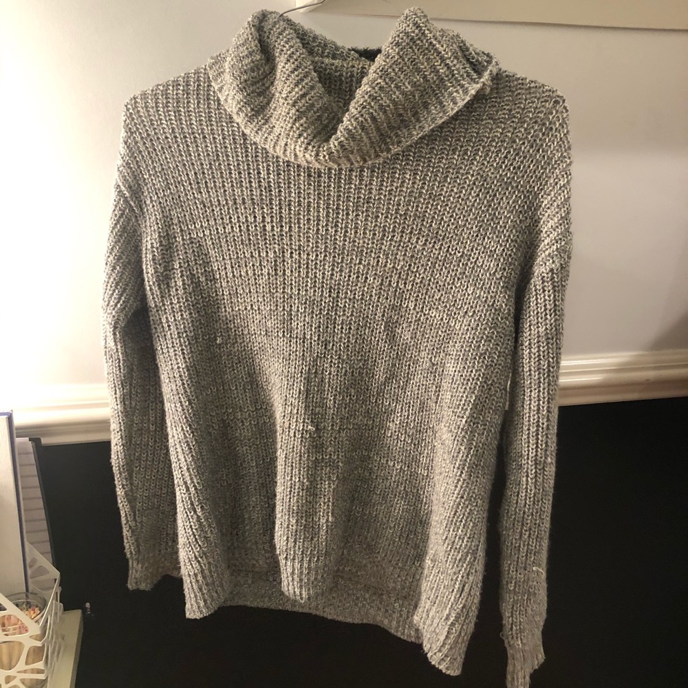 Turtleneck Woven Knit Sweater